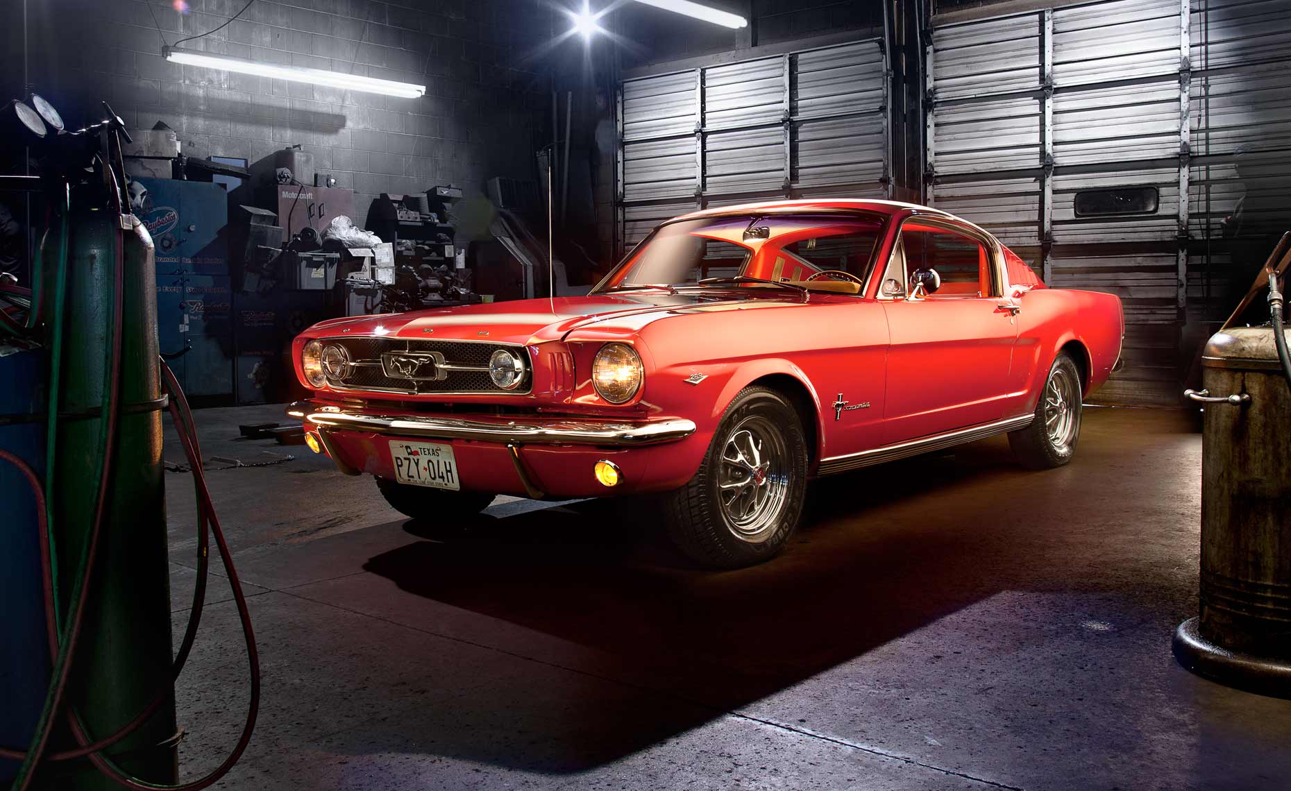 Red-mustang-garage-shop